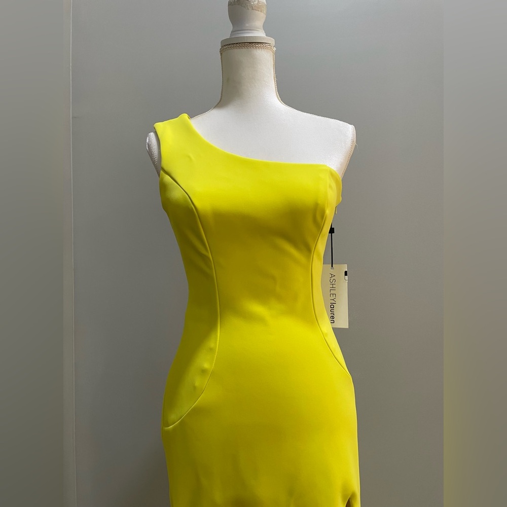 🌟3x Host Pick🌟Women’s Yellow Ashley Lauren Long Prom Dress - Picture 4 of 9